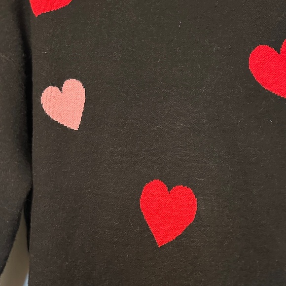 Nicole Miller NY Black Valentine Heart Sweater Red Pink Hearts Small - Picture 4 of 5